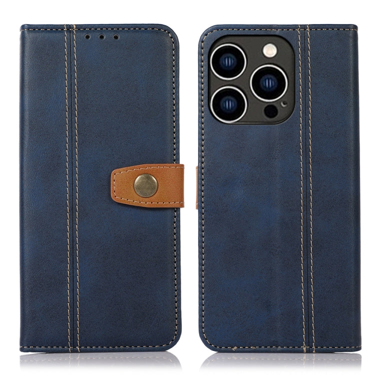 For iPhone 15 Pro Stitching Thread Calf Texture Leather Phone Case