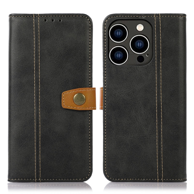 For iPhone 15 Pro Stitching Thread Calf Texture Leather Phone Case
