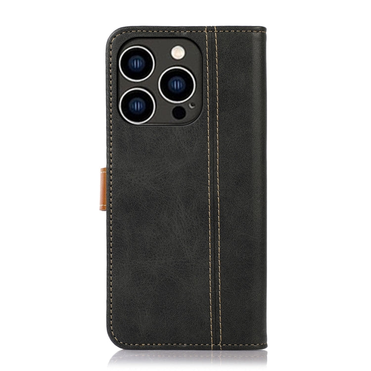 For iPhone 15 Pro Stitching Thread Calf Texture Leather Phone Case