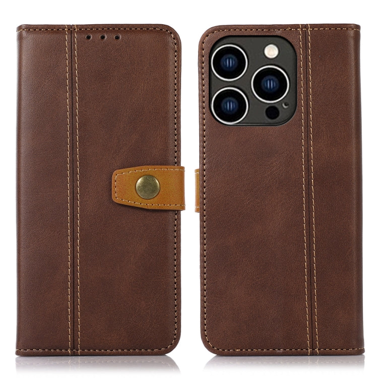 For iPhone 15 Pro Stitching Thread Calf Texture Leather Phone Case