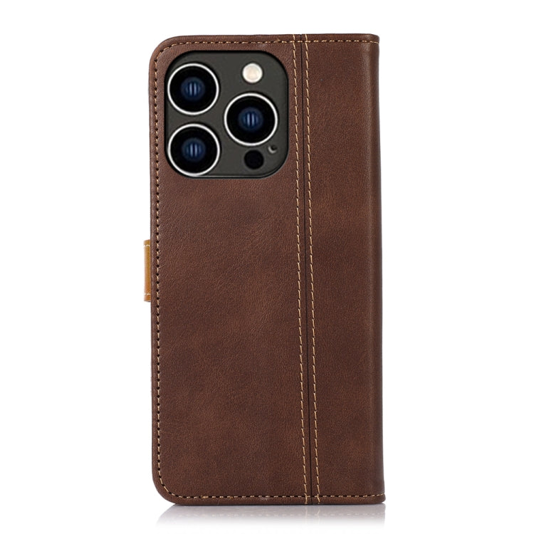 For iPhone 15 Pro Stitching Thread Calf Texture Leather Phone Case