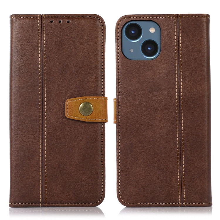 For iPhone 15 Stitching Thread Calf Texture Leather Phone Case