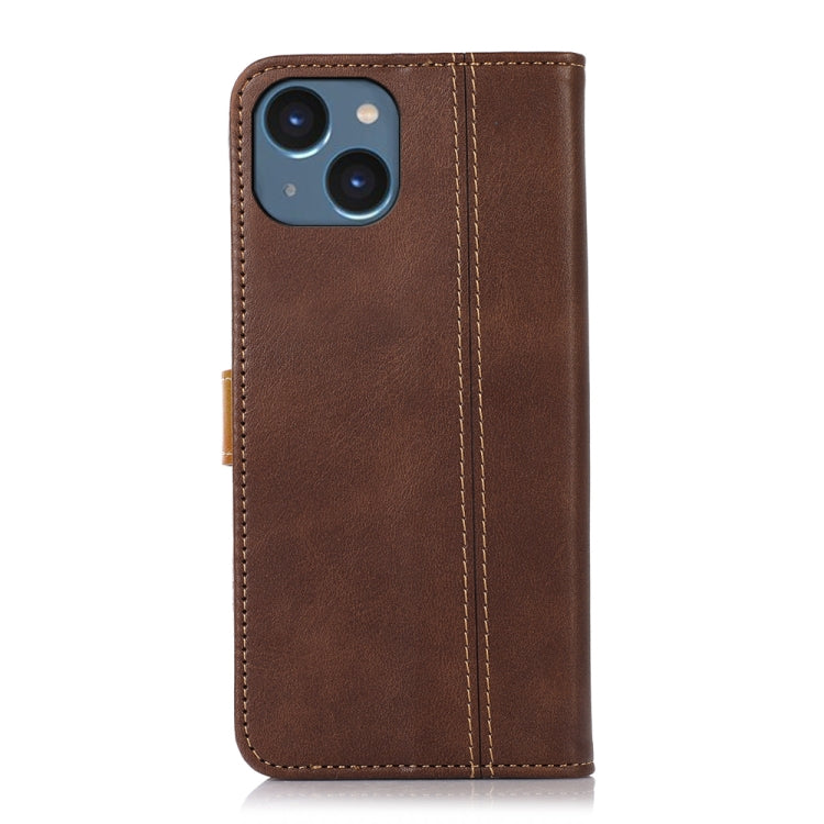 For iPhone 15 Stitching Thread Calf Texture Leather Phone Case