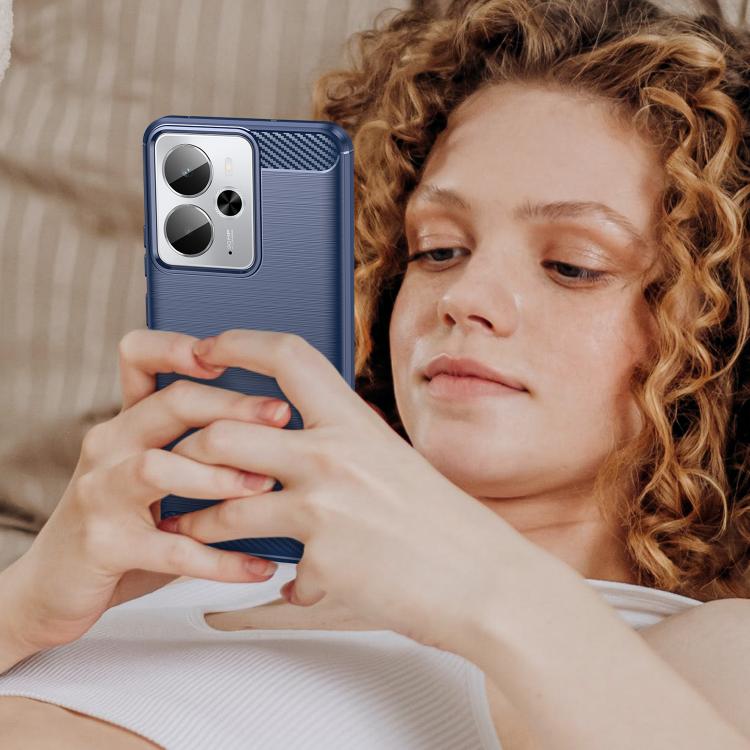 For Realme 14 5G Brushed Texture Carbon Fiber TPU Phone Case