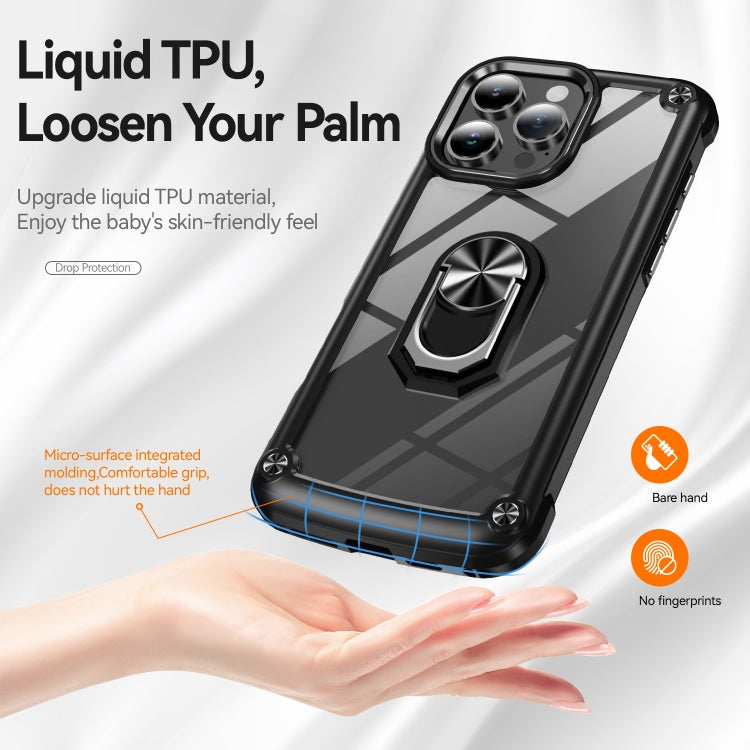 For iPhone 16 Pro Max TPU + PC Lens Protection Phone Case with Ring Holder