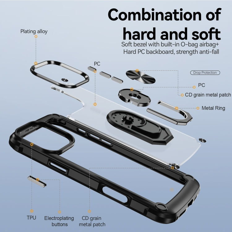 For iPhone 16 Pro Max TPU + PC Lens Protection Phone Case with Ring Holder
