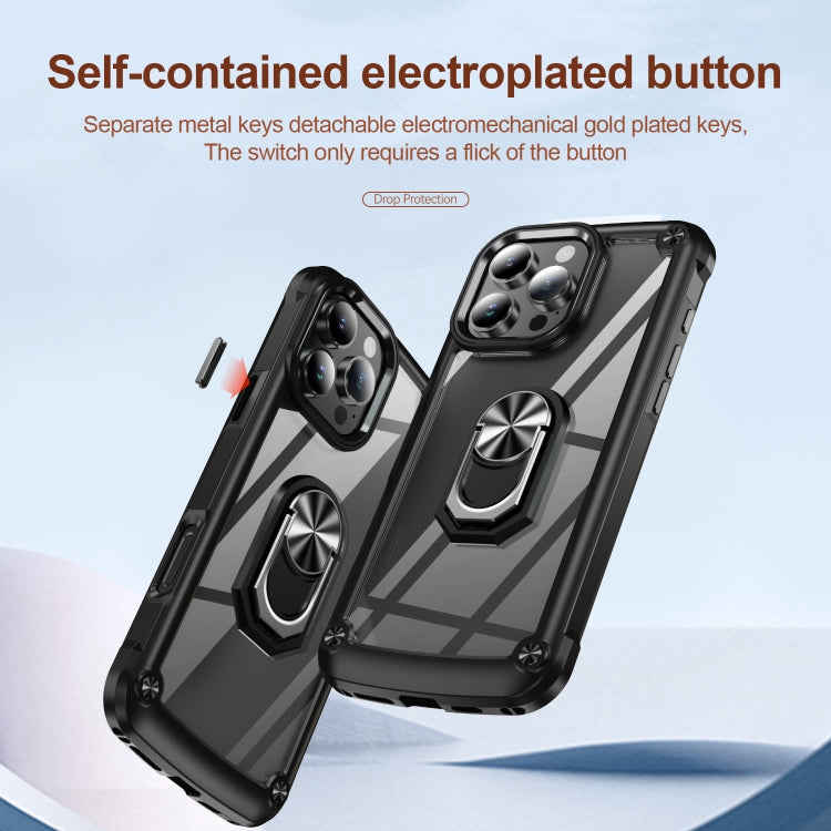For iPhone 16 Pro Max TPU + PC Lens Protection Phone Case with Ring Holder