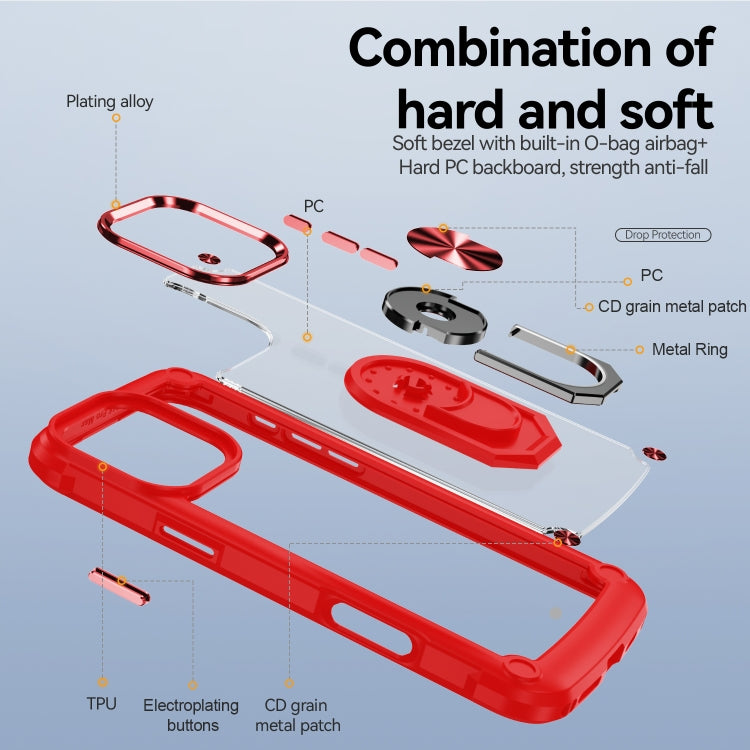 For iPhone 16 Pro Max TPU + PC Lens Protection Phone Case with Ring Holder