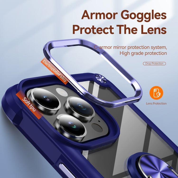 For iPhone 16 Pro Max TPU + PC Lens Protection Phone Case with Ring Holder