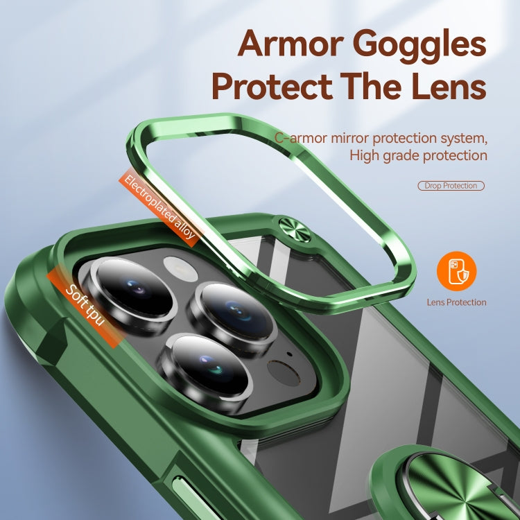 For iPhone 16 Pro Max TPU + PC Lens Protection Phone Case with Ring Holder