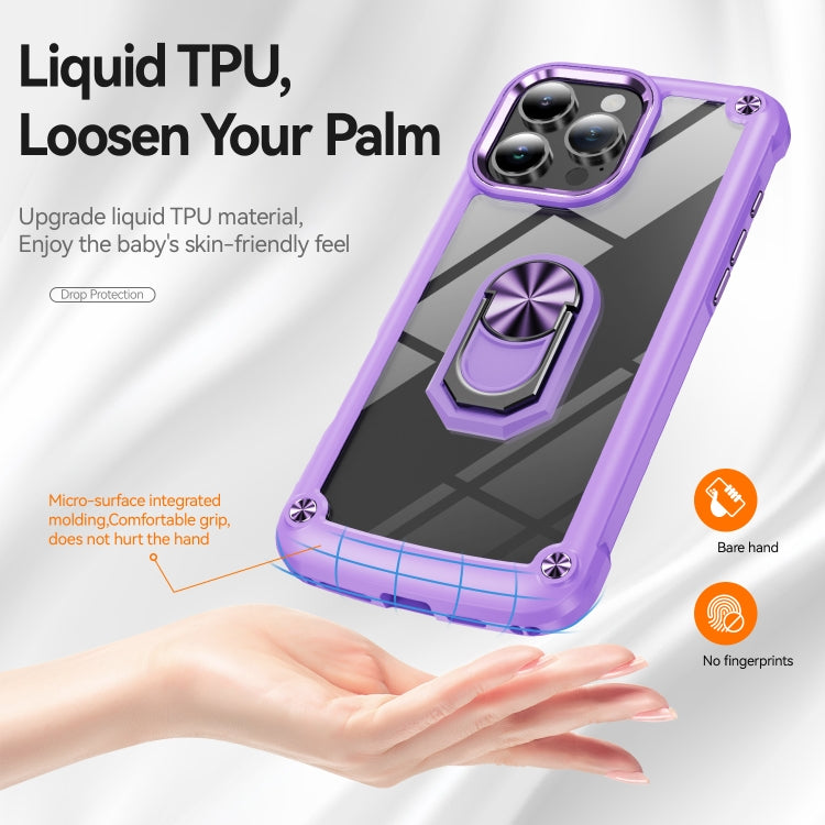 For iPhone 16 Pro Max TPU + PC Lens Protection Phone Case with Ring Holder