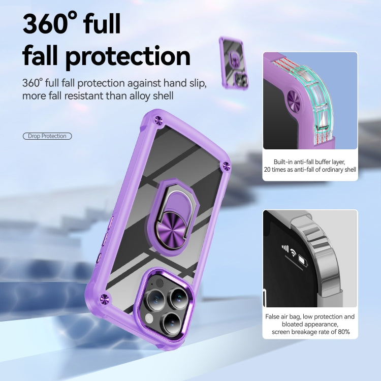 For iPhone 16 Pro Max TPU + PC Lens Protection Phone Case with Ring Holder