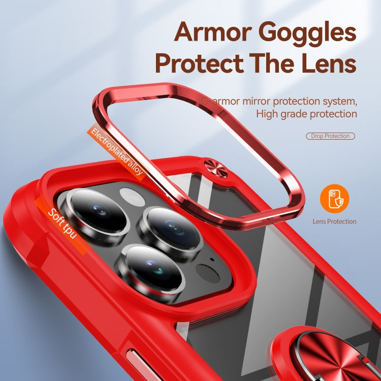 For iPhone 16 Pro TPU + PC Lens Protection Phone Case with Ring Holder