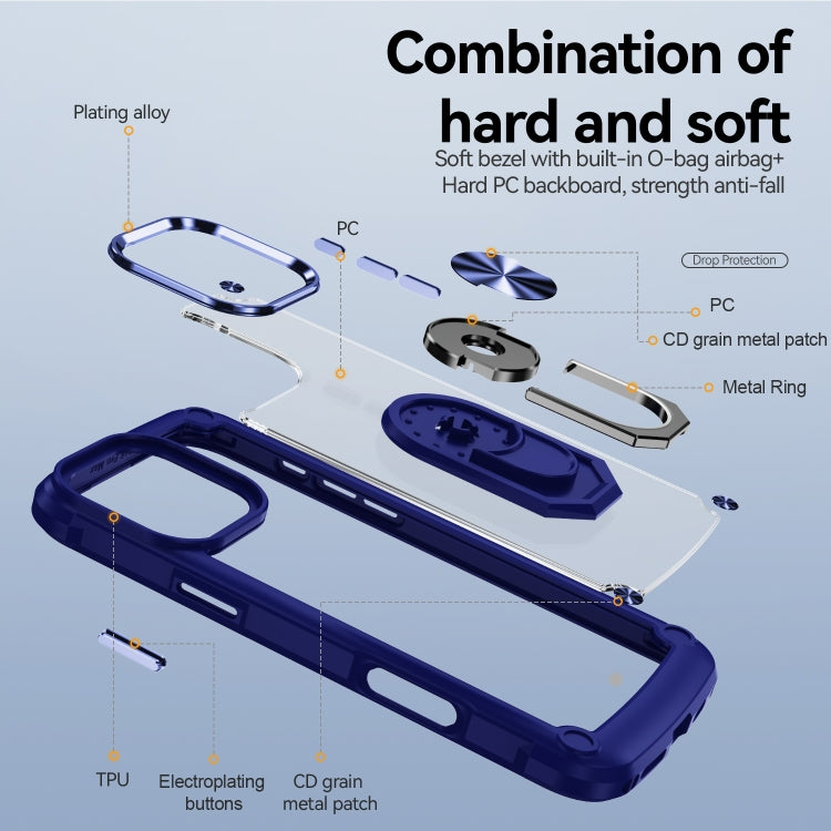 For iPhone 16 Pro TPU + PC Lens Protection Phone Case with Ring Holder