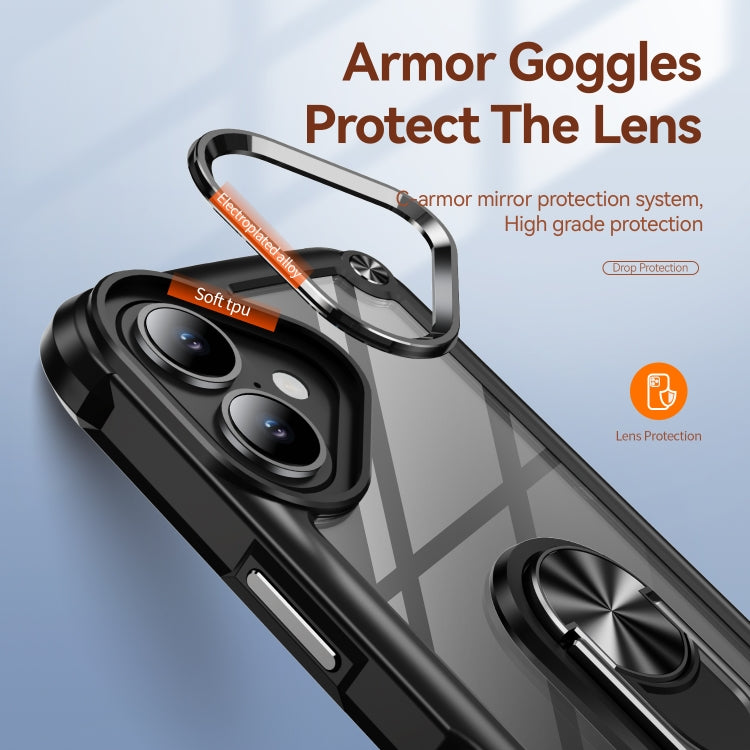 For iPhone 16 Plus TPU + PC Lens Protection Phone Case with Ring Holder