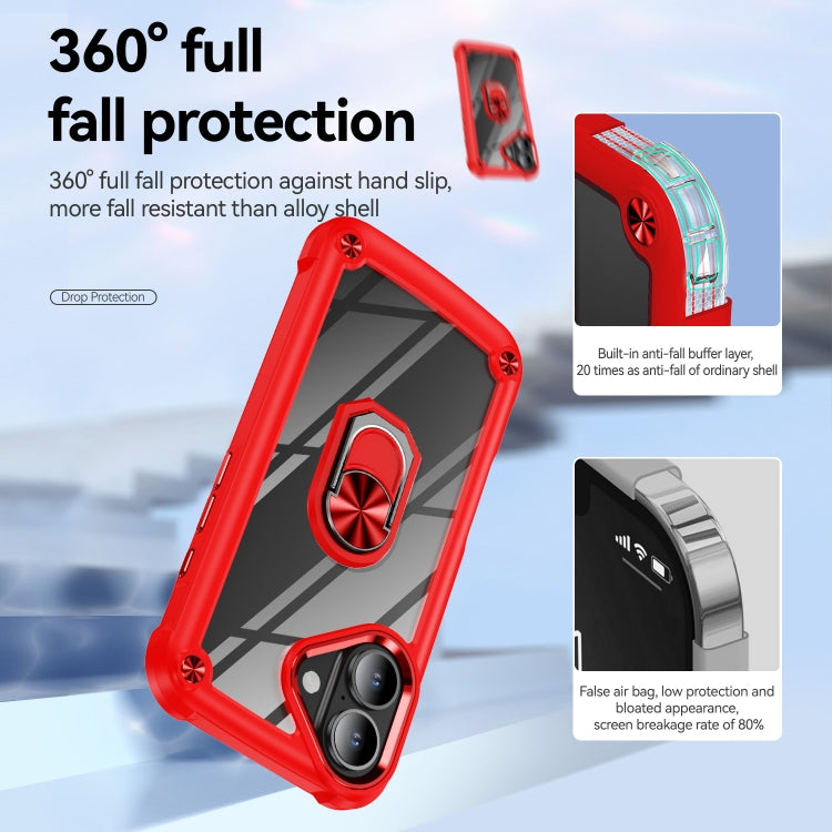 For iPhone 16 Plus TPU + PC Lens Protection Phone Case with Ring Holder