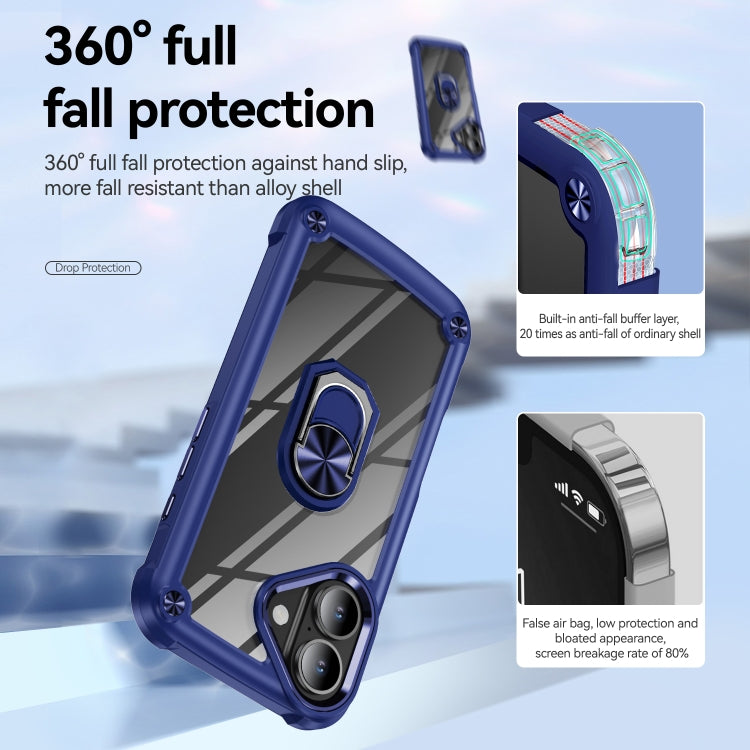 For iPhone 16 Plus TPU + PC Lens Protection Phone Case with Ring Holder