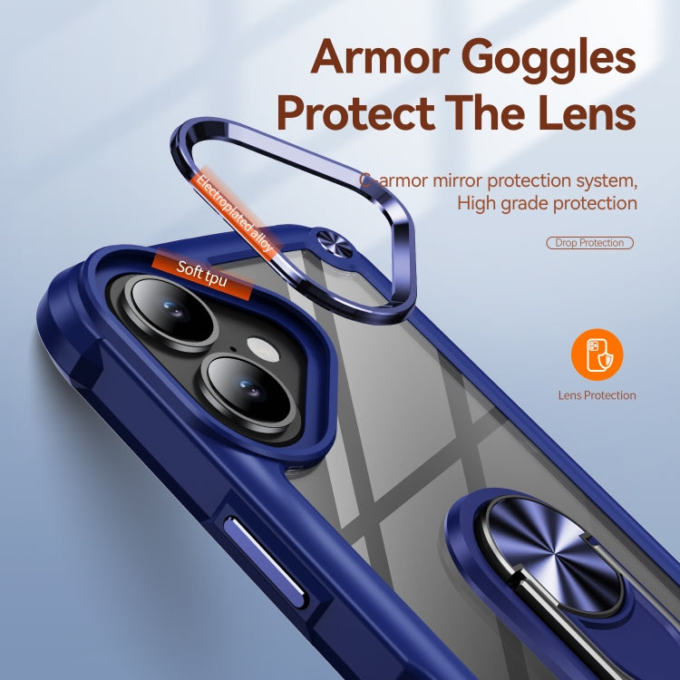 For iPhone 16 Plus TPU + PC Lens Protection Phone Case with Ring Holder