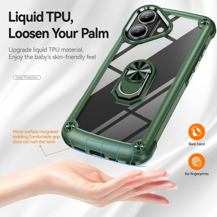 For iPhone 16 Plus TPU + PC Lens Protection Phone Case with Ring Holder