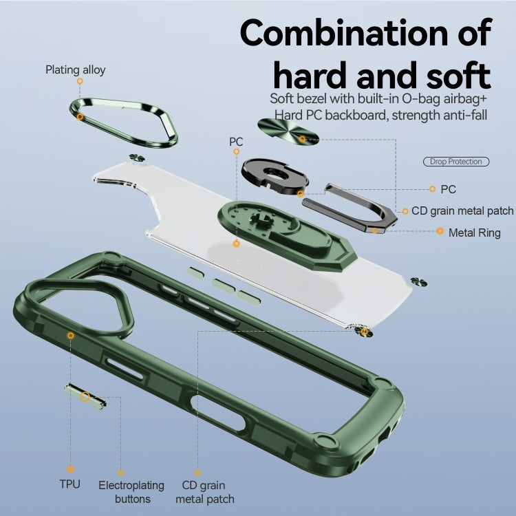 For iPhone 16 Plus TPU + PC Lens Protection Phone Case with Ring Holder