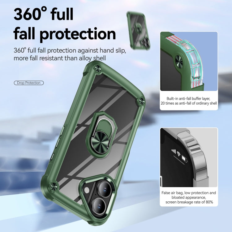 For iPhone 16 Plus TPU + PC Lens Protection Phone Case with Ring Holder