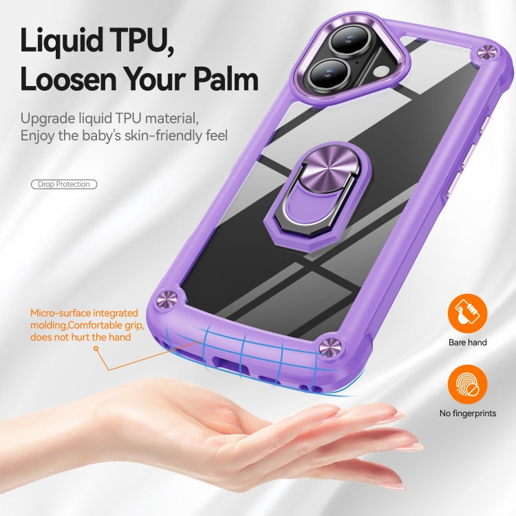 For iPhone 16 Plus TPU + PC Lens Protection Phone Case with Ring Holder