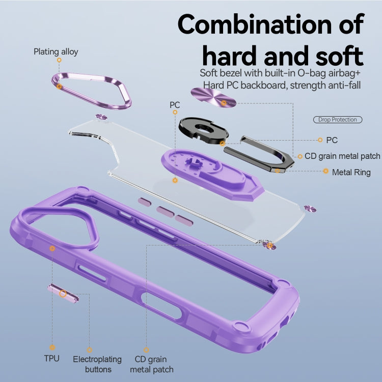 For iPhone 16 Plus TPU + PC Lens Protection Phone Case with Ring Holder