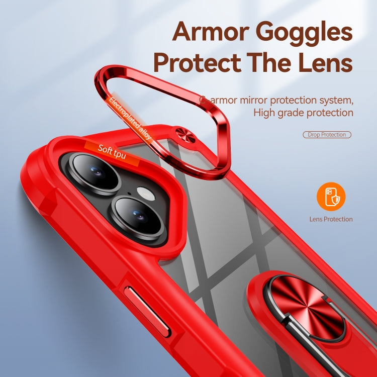 For iPhone 16 TPU + PC Lens Protection Phone Case with Ring Holder