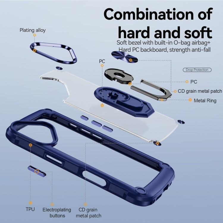 For iPhone 16 TPU + PC Lens Protection Phone Case with Ring Holder