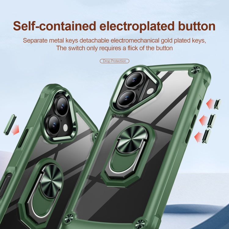 For iPhone 16 TPU + PC Lens Protection Phone Case with Ring Holder