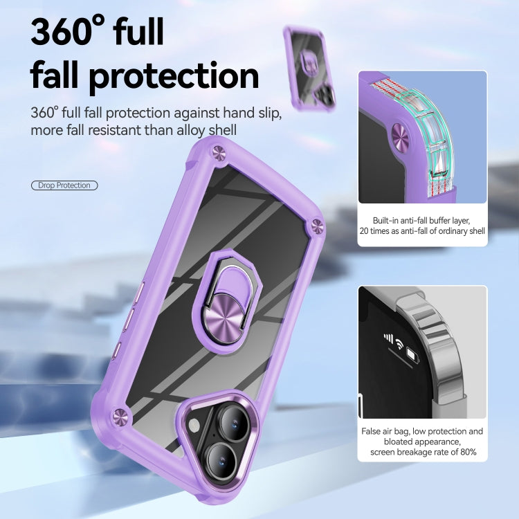 For iPhone 16 TPU + PC Lens Protection Phone Case with Ring Holder