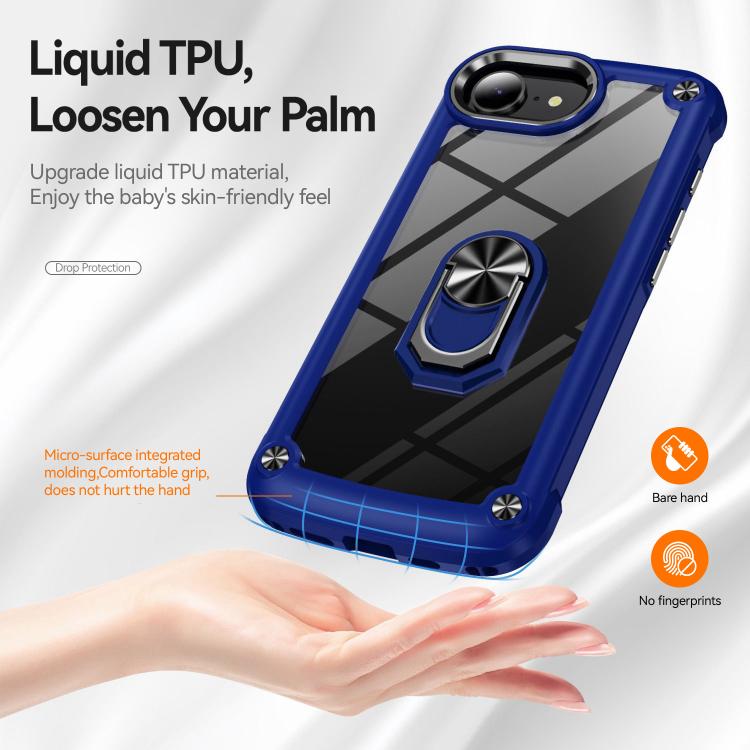 For iPhone 17e / 16e TPU + PC Lens Protection Phone Case with Ring Holder