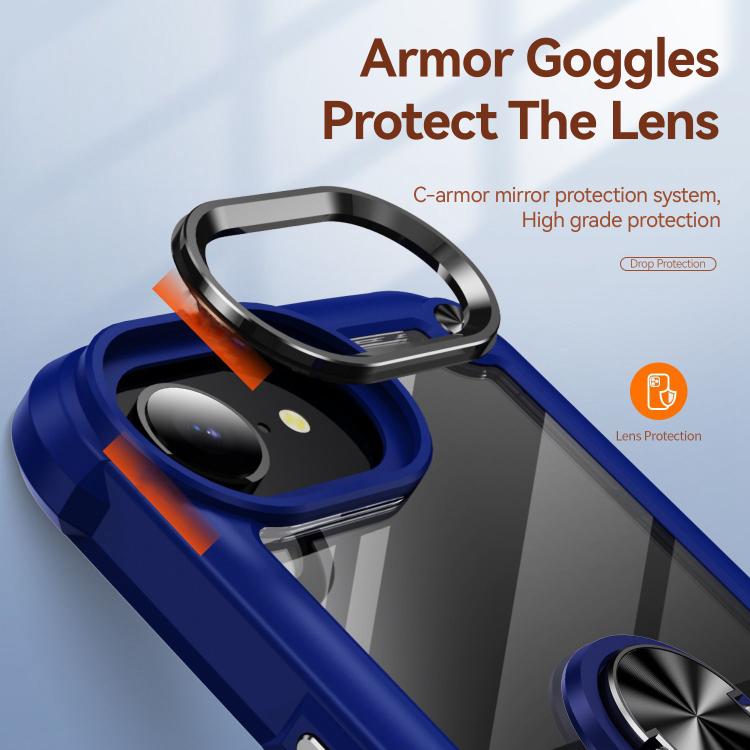 For iPhone 17e / 16e TPU + PC Lens Protection Phone Case with Ring Holder
