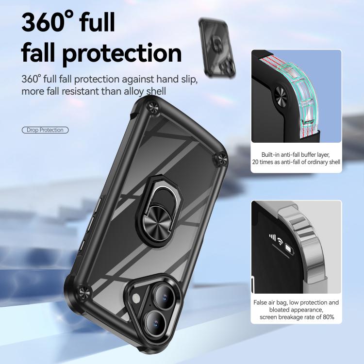 For iPhone 17 TPU + PC Lens Protection Phone Case with Ring Holder