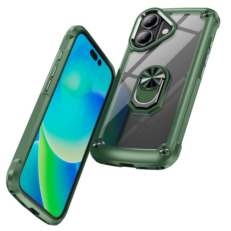 For iPhone 17 TPU + PC Lens Protection Phone Case with Ring Holder