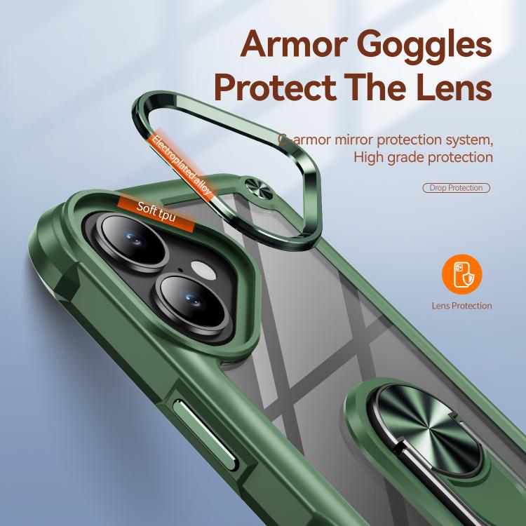 For iPhone 17 TPU + PC Lens Protection Phone Case with Ring Holder