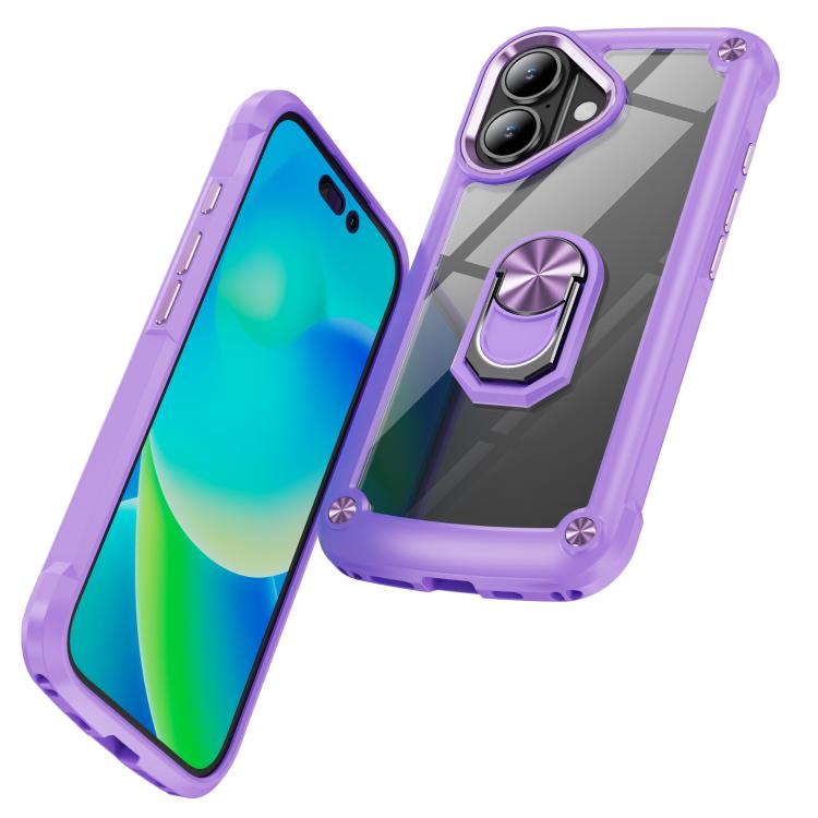 For iPhone 17 TPU + PC Lens Protection Phone Case with Ring Holder
