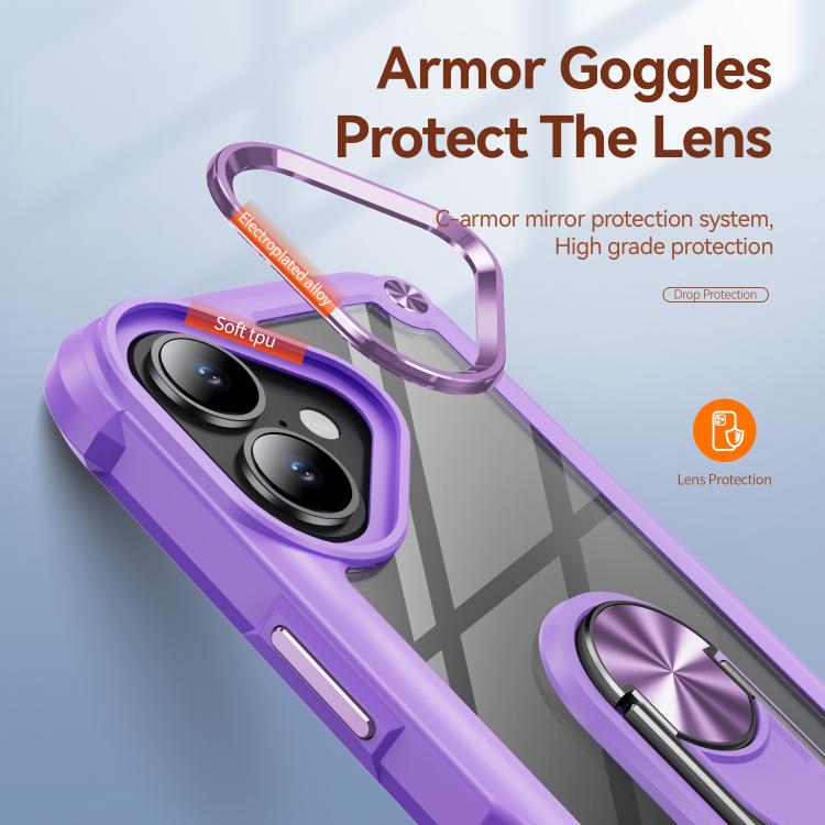 For iPhone 17 TPU + PC Lens Protection Phone Case with Ring Holder