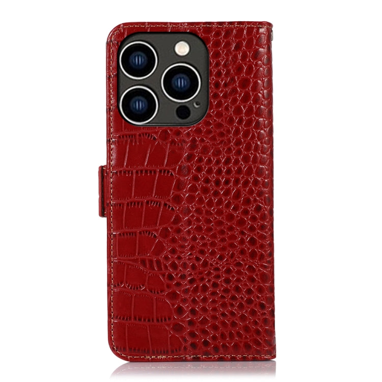 For iPhone 16 Pro Max Crocodile Top Layer Cowhide Leather Phone Case