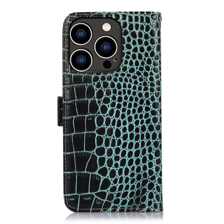 For iPhone 16 Pro Max Crocodile Top Layer Cowhide Leather Phone Case