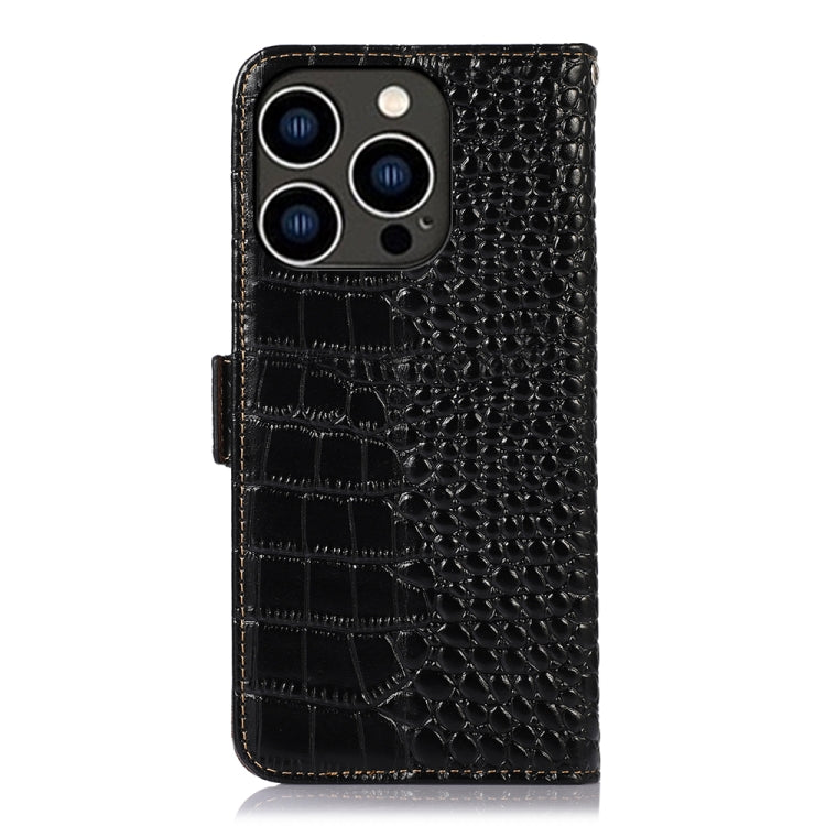 For iPhone 16 Pro Crocodile Top Layer Cowhide Leather Phone Case