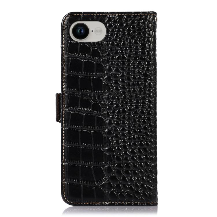 For iPhone 16e / 17e Crocodile Top Layer Cowhide Leather Phone Case