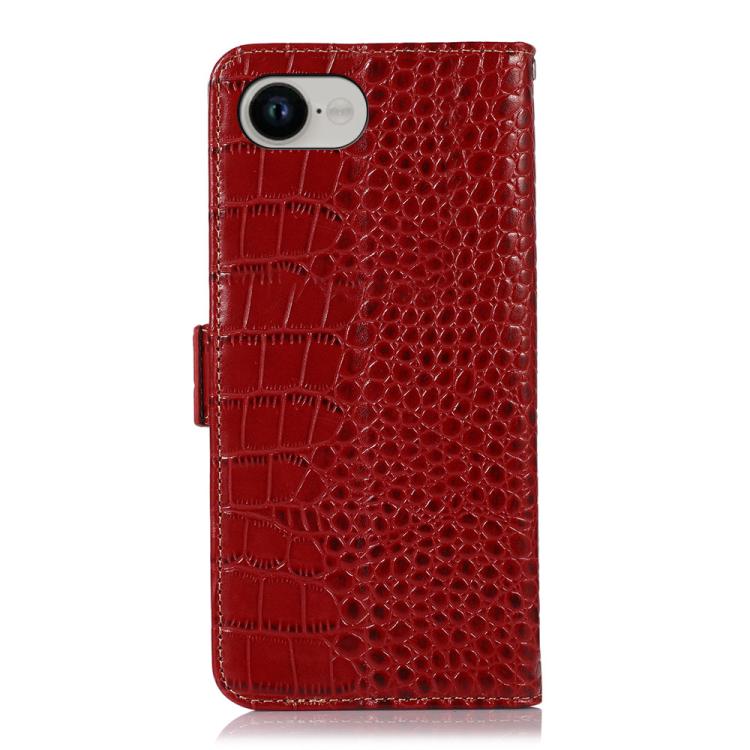 For iPhone 16e / 17e Crocodile Top Layer Cowhide Leather Phone Case