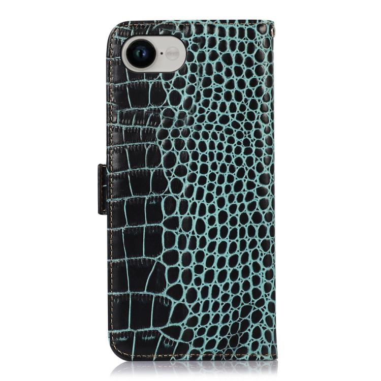 For iPhone 16e / 17e Crocodile Top Layer Cowhide Leather Phone Case