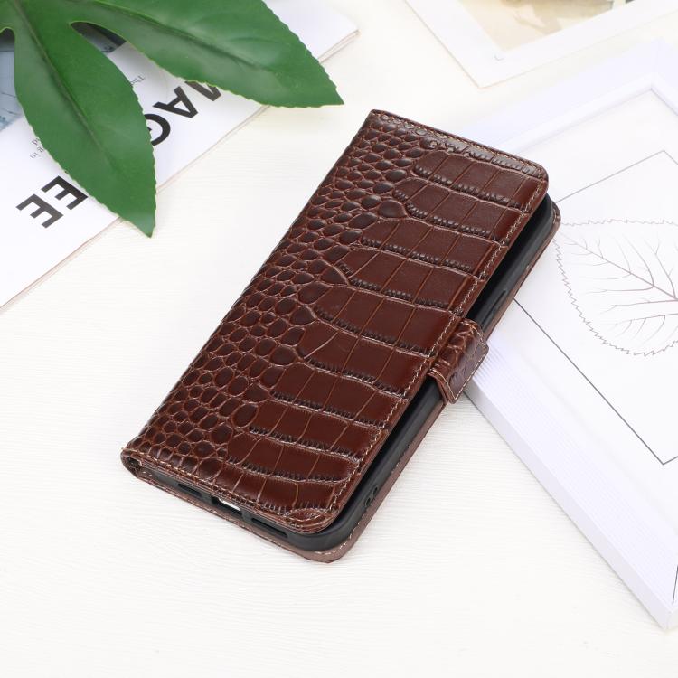 For iPhone 16e / 17e Crocodile Top Layer Cowhide Leather Phone Case