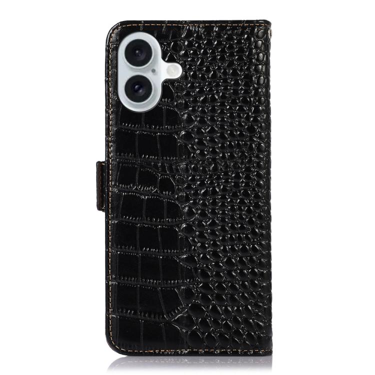 For iPhone 17 Crocodile Top Layer Cowhide Leather Phone Case
