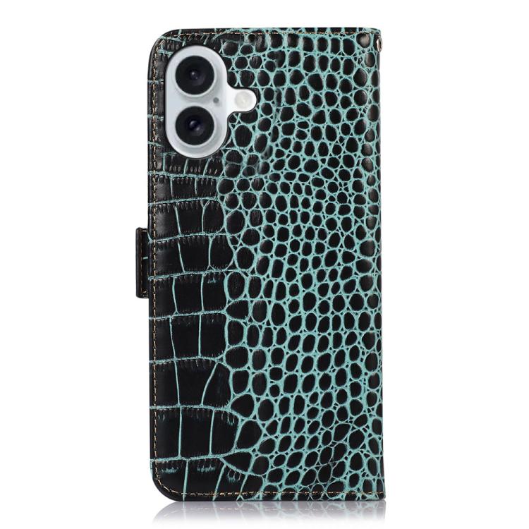 For iPhone 17 Crocodile Top Layer Cowhide Leather Phone Case