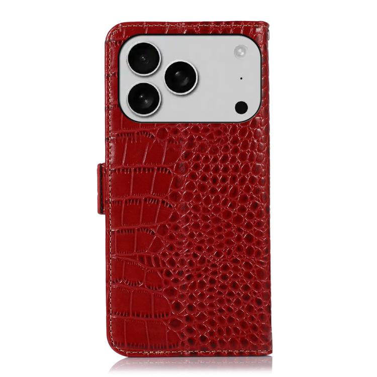 For iPhone 17 Pro Crocodile Top Layer Cowhide Leather Phone Case
