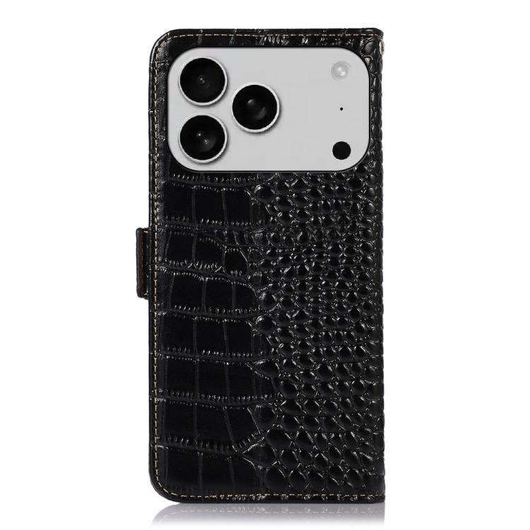 For iPhone 17 Pro Max Crocodile Top Layer Cowhide Leather Phone Case