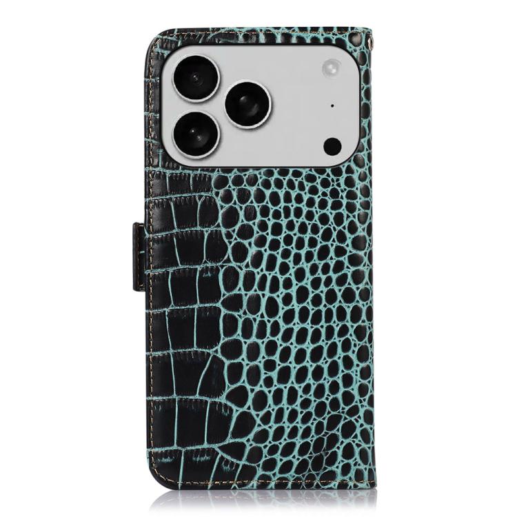 For iPhone 17 Pro Max Crocodile Top Layer Cowhide Leather Phone Case